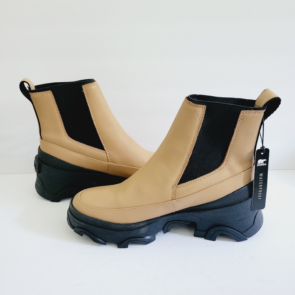 New Sorel Brex Chelsea Waterproof Pull On Boots Brown Black,Size 7,5 US